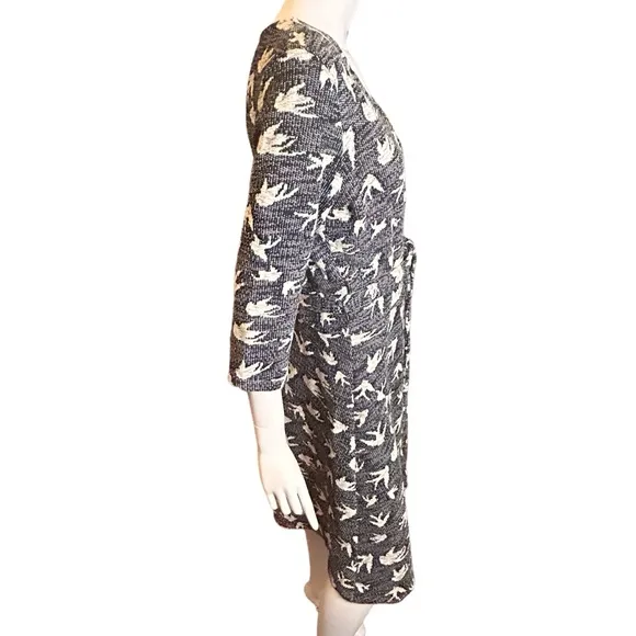 LEOTA New Song Bird Faux Wrap Sweater Dress Cotton Spandex Large