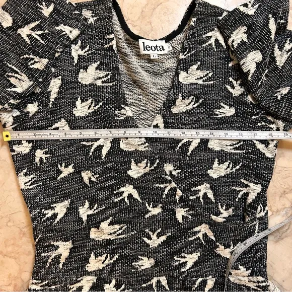 LEOTA New Song Bird Faux Wrap Sweater Dress Cotton Spandex Large