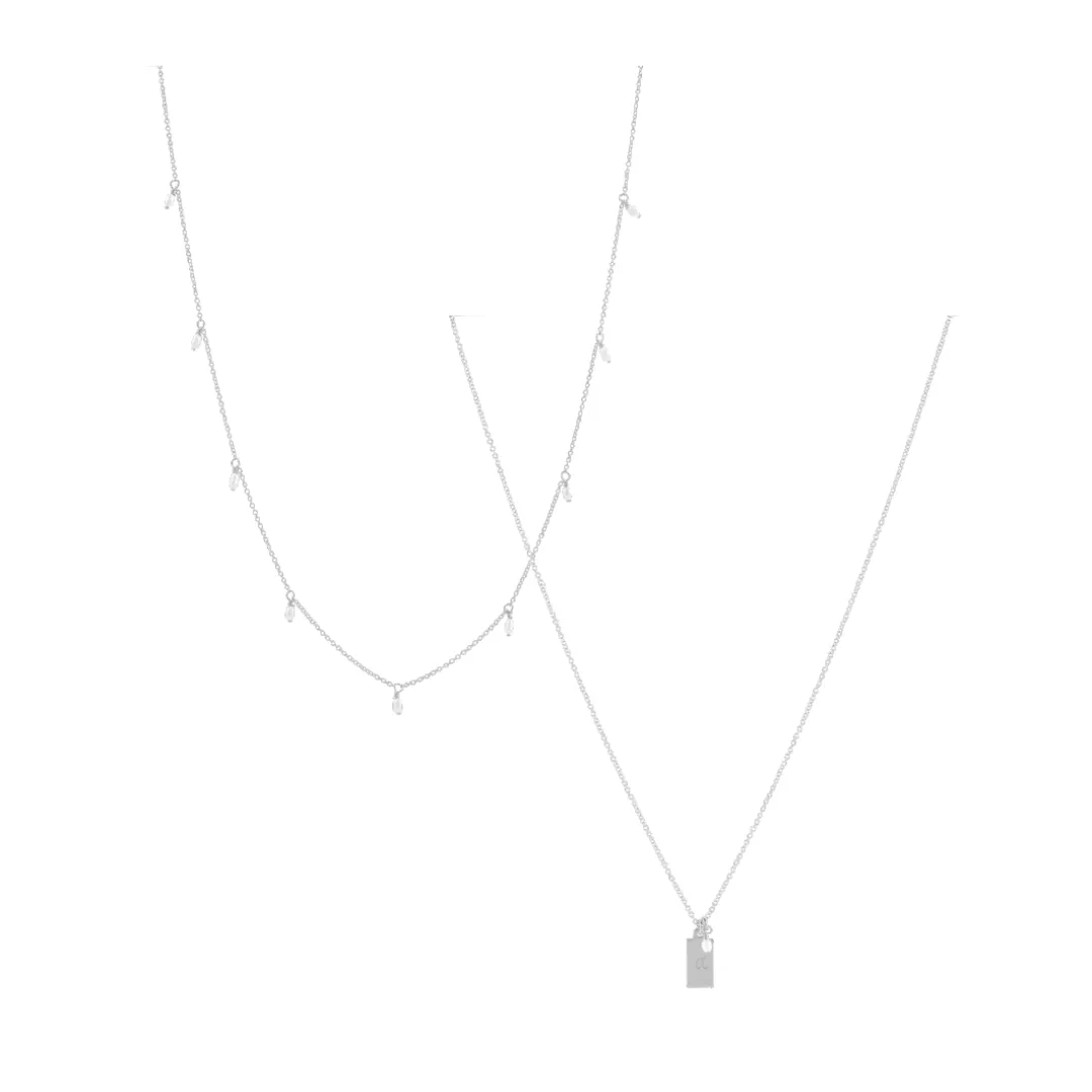 Letter Necklace Bundle - Silver