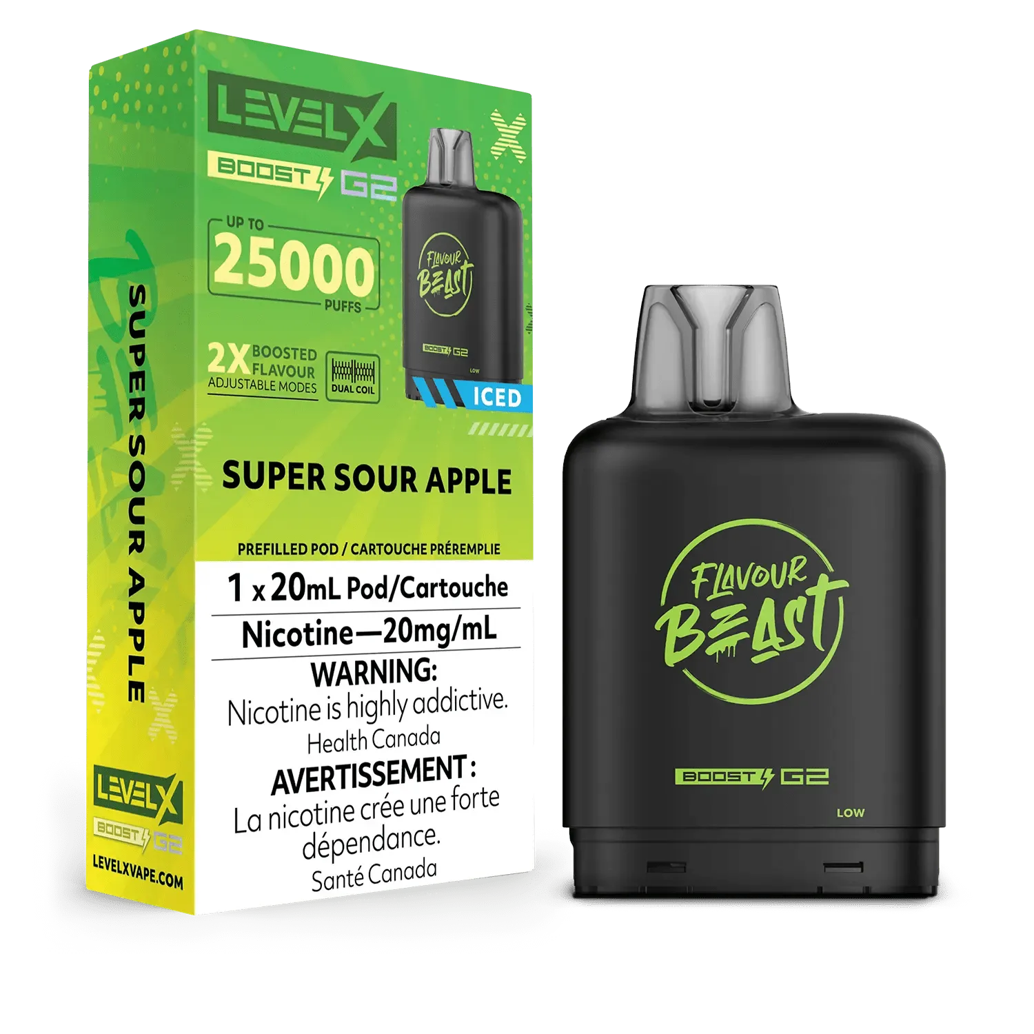 Level X Flavour Beast Boost Pod - Super Sour Apple Iced