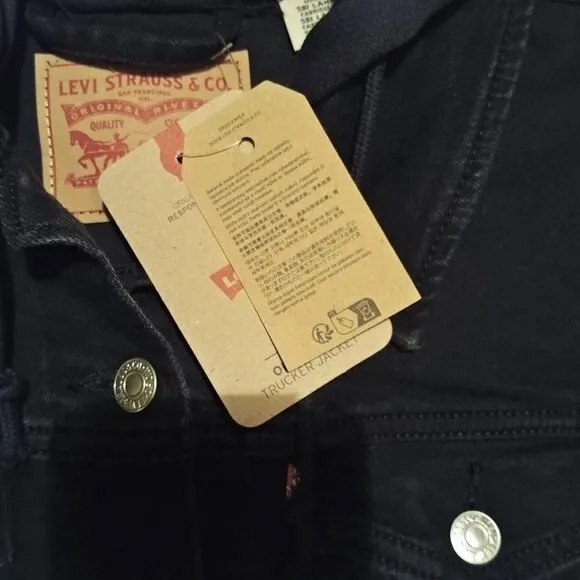 Levi's Black Hybrid Denim Hoodie Original Trucker Jacket Size M