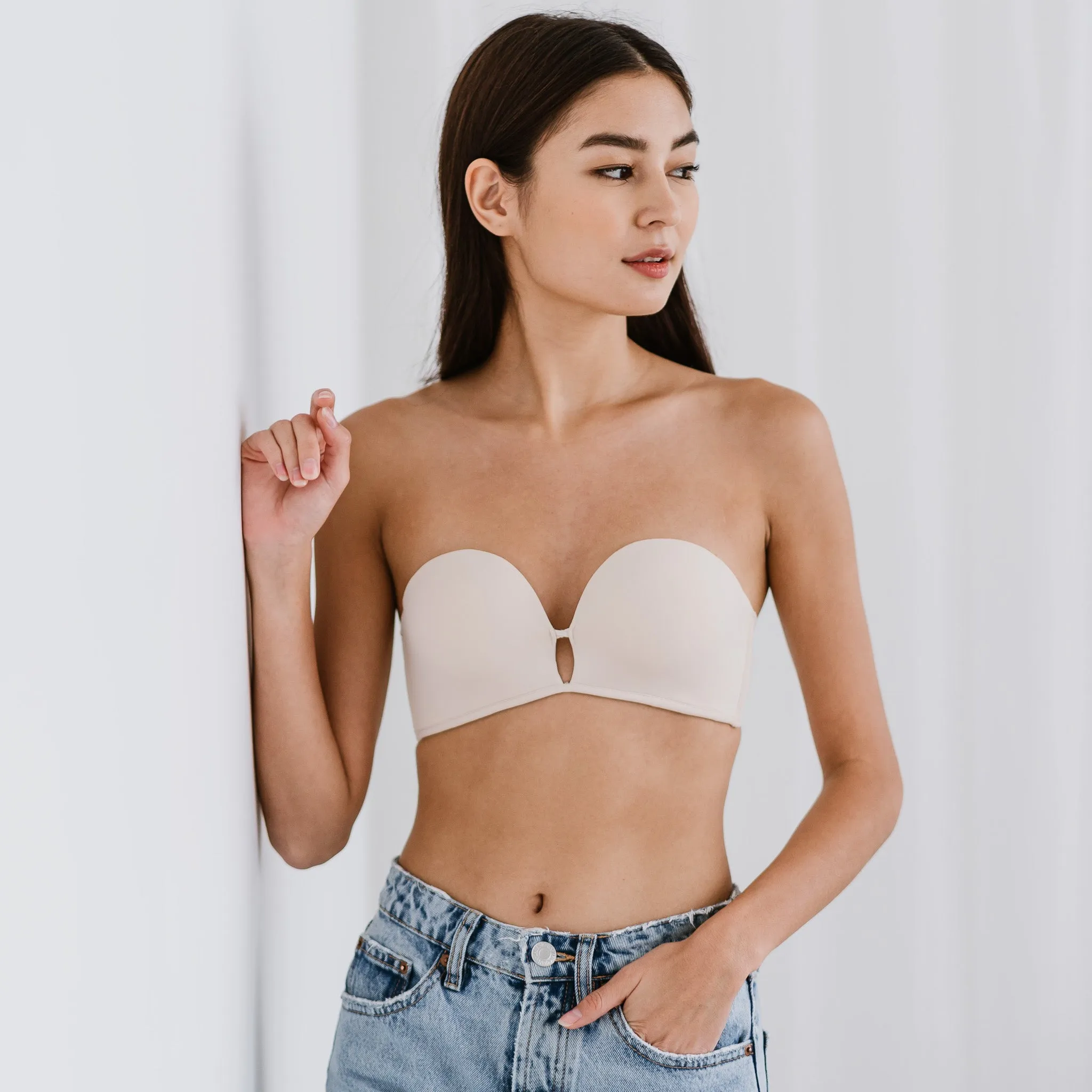 LIFT IT UP! V2.0 100% Non-Slip Super Push Up Strapless Wireless Bra in Beige Nude