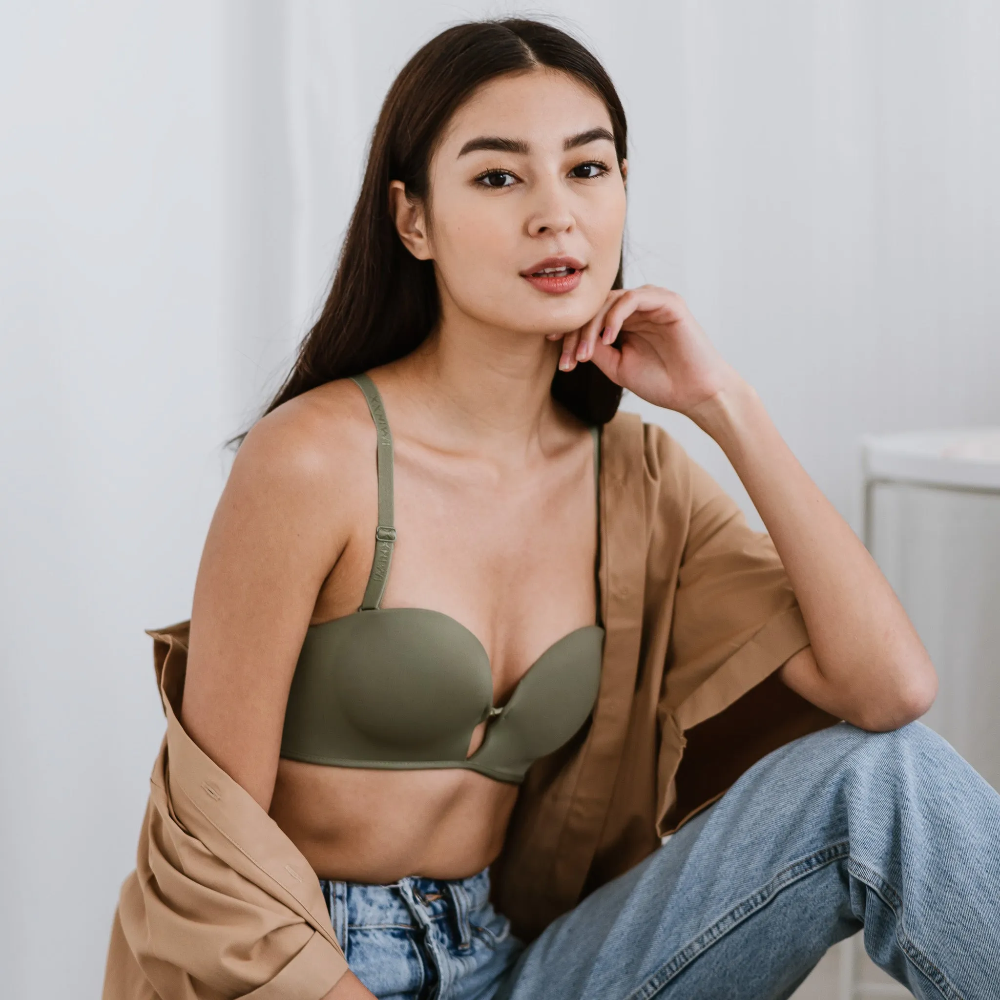 LIFT IT UP! V2.0 100% Non-Slip Super Push Up Strapless Wireless Bra in Sage