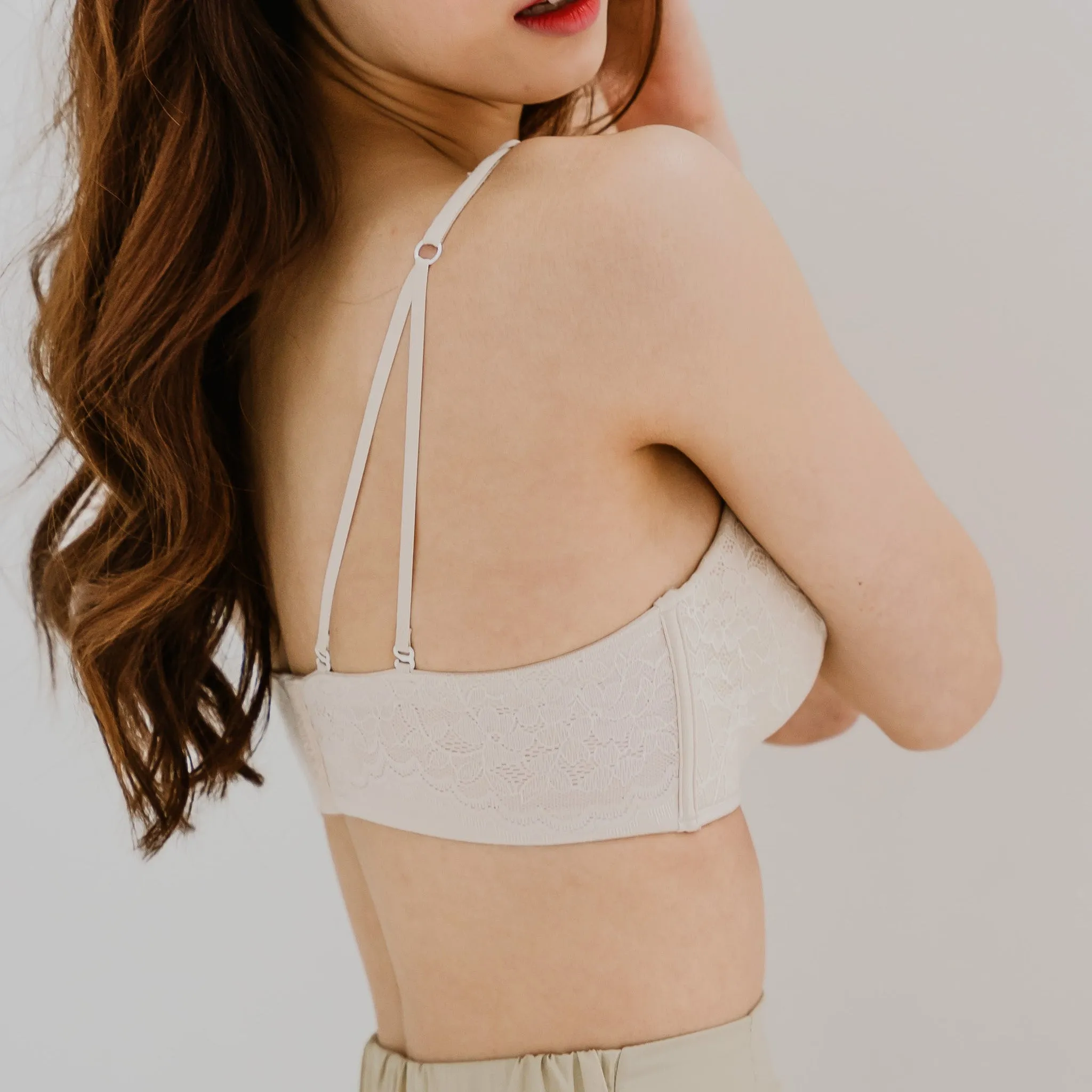 Lift It Up! V2.0 Lace 100% Non-Slip Super Push Up Strapless Wireless Bra in Soft Ivory