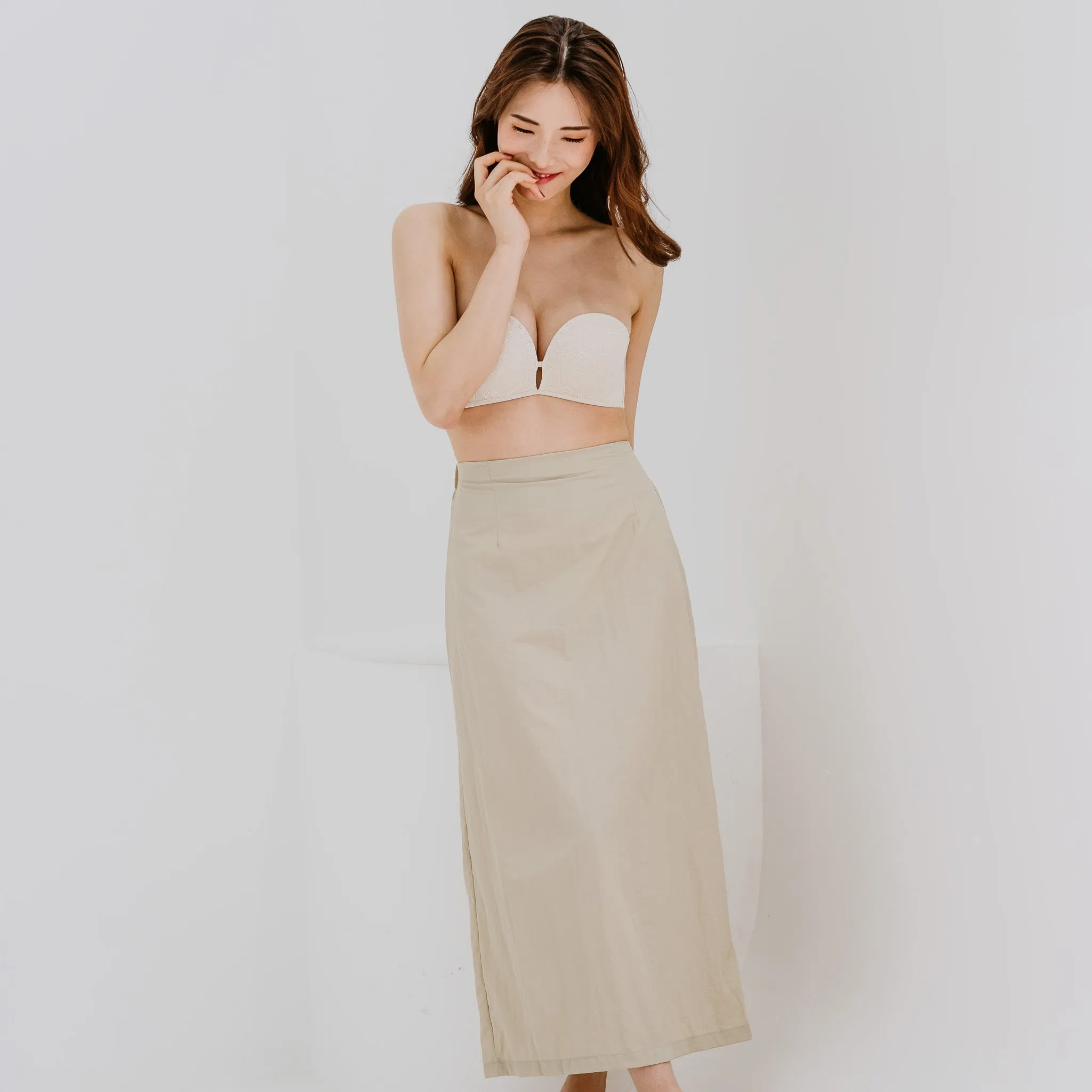 Lift It Up! V2.0 Lace 100% Non-Slip Super Push Up Strapless Wireless Bra in Soft Ivory