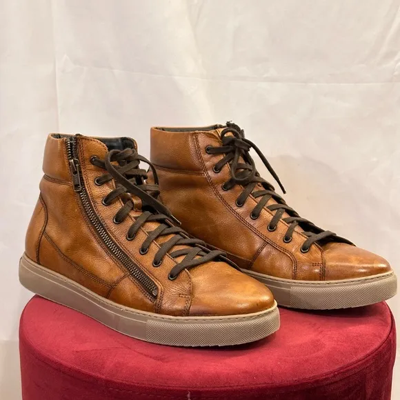 Like New Thomas &amp; Vine Men's Brown Xander real Leather High-Top boots shoes
