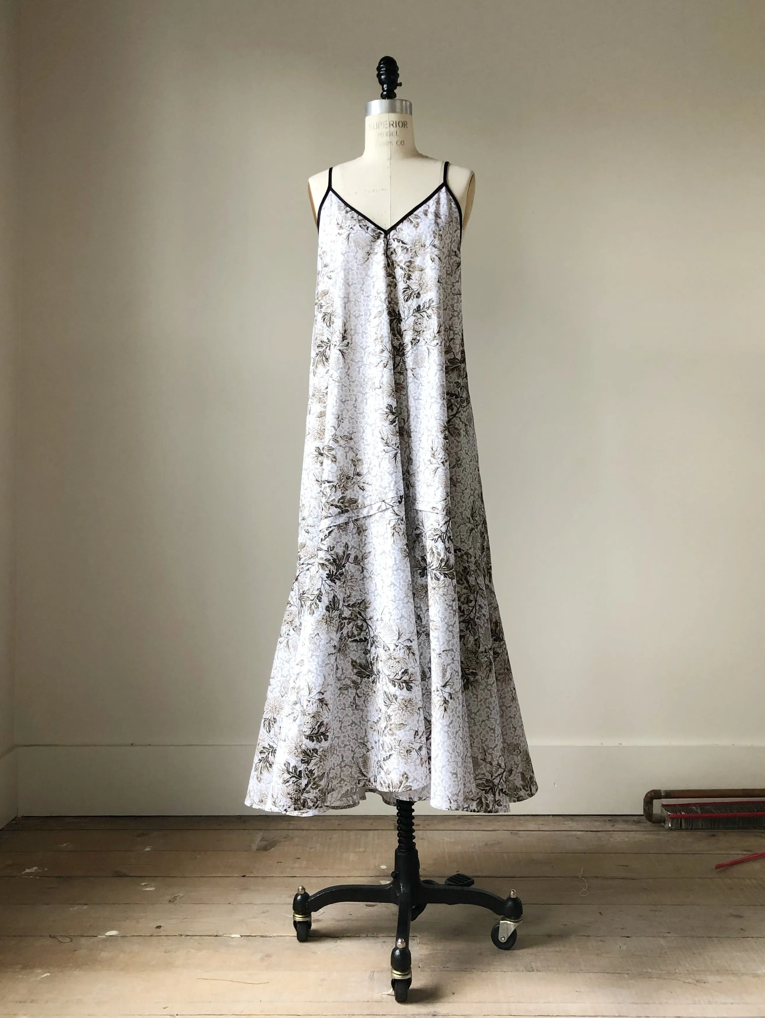 Lillian print slip dress with circle ruffle