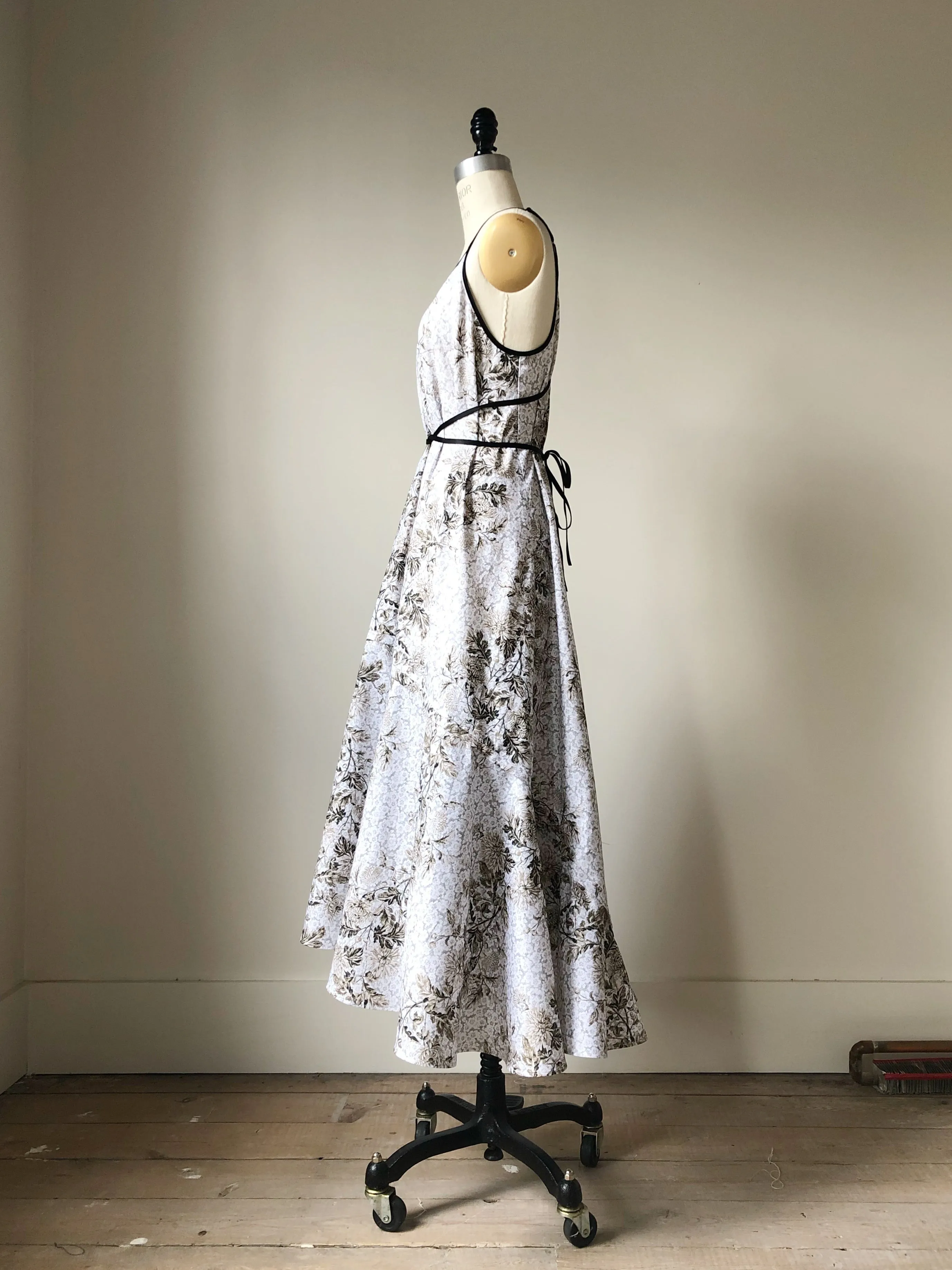 Lillian print slip dress with circle ruffle