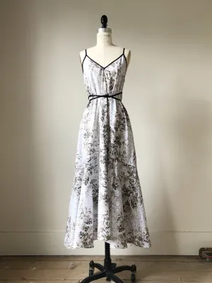 Lillian print slip dress with circle ruffle