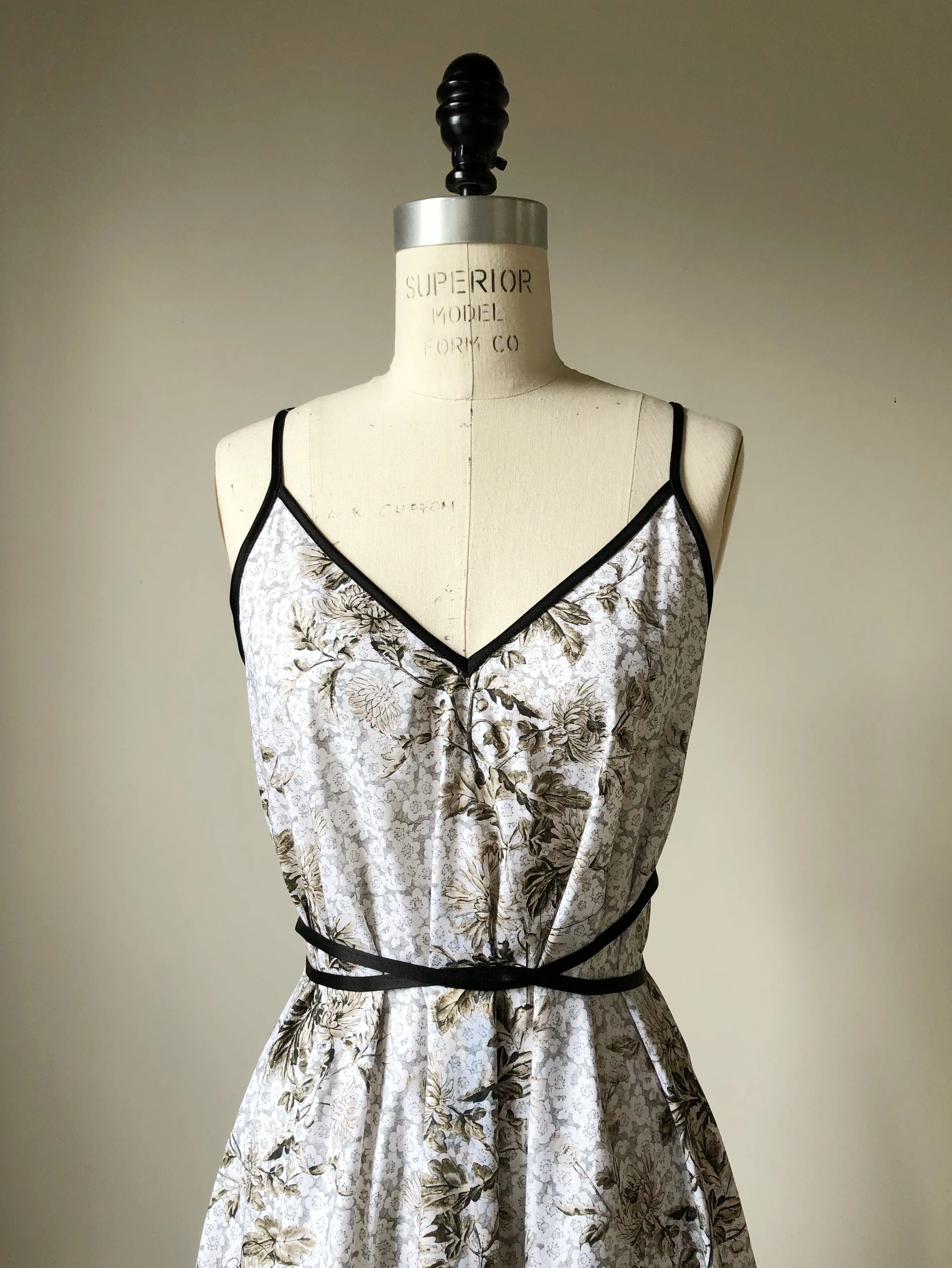 Lillian print slip dress with circle ruffle