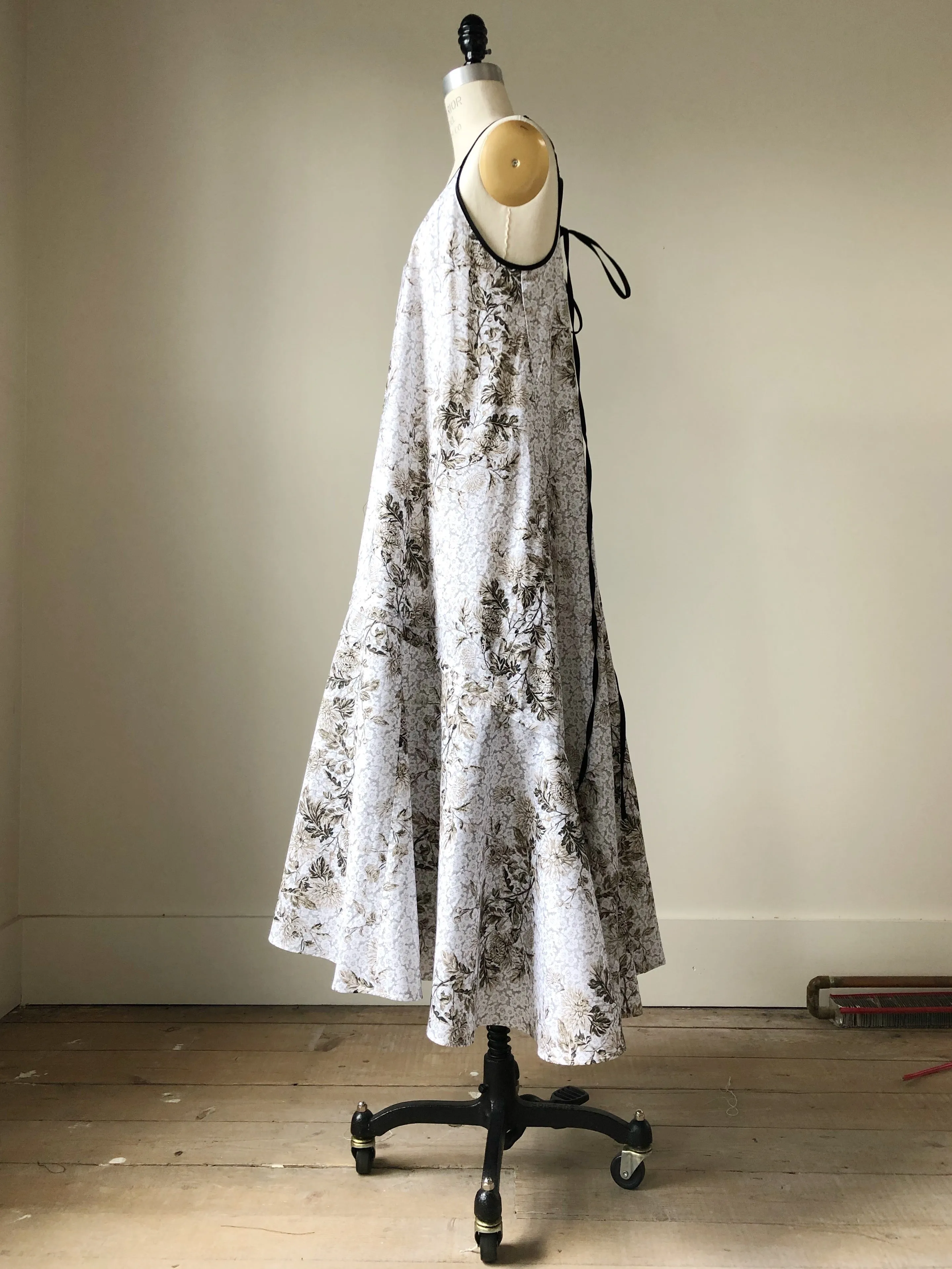Lillian print slip dress with circle ruffle