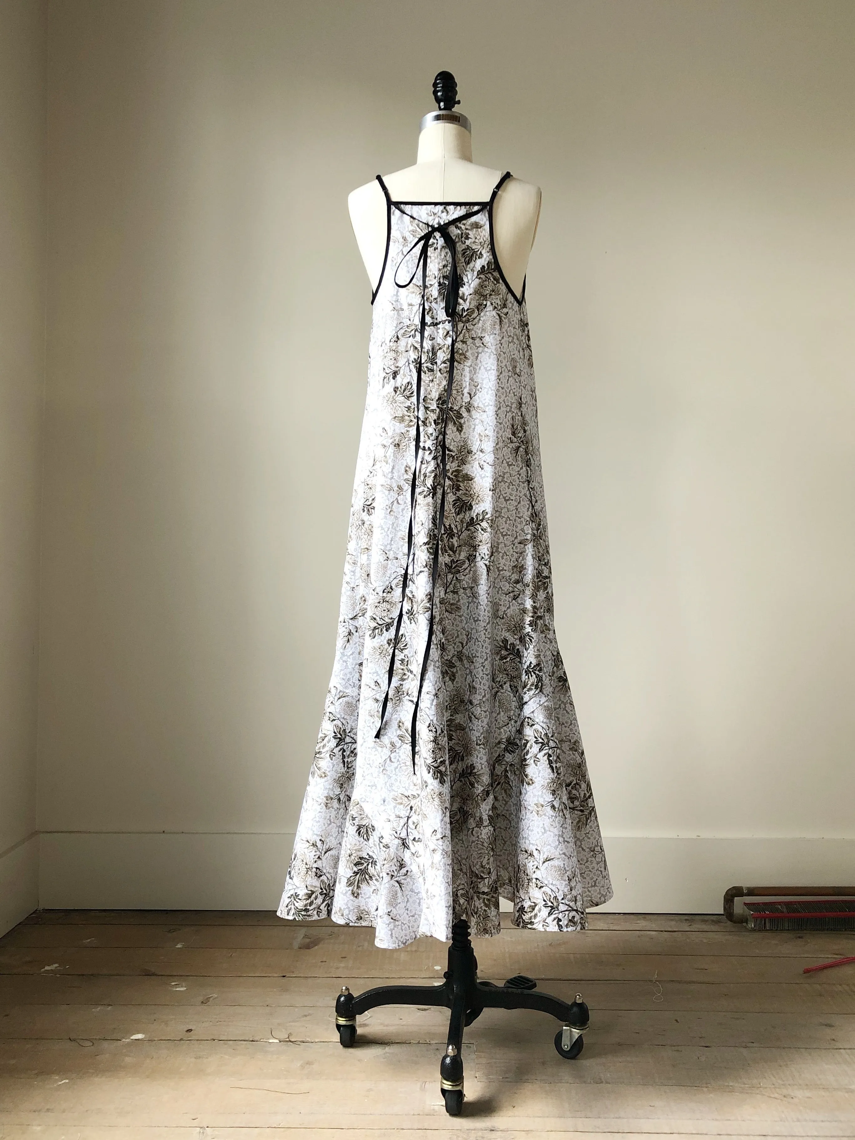 Lillian print slip dress with circle ruffle