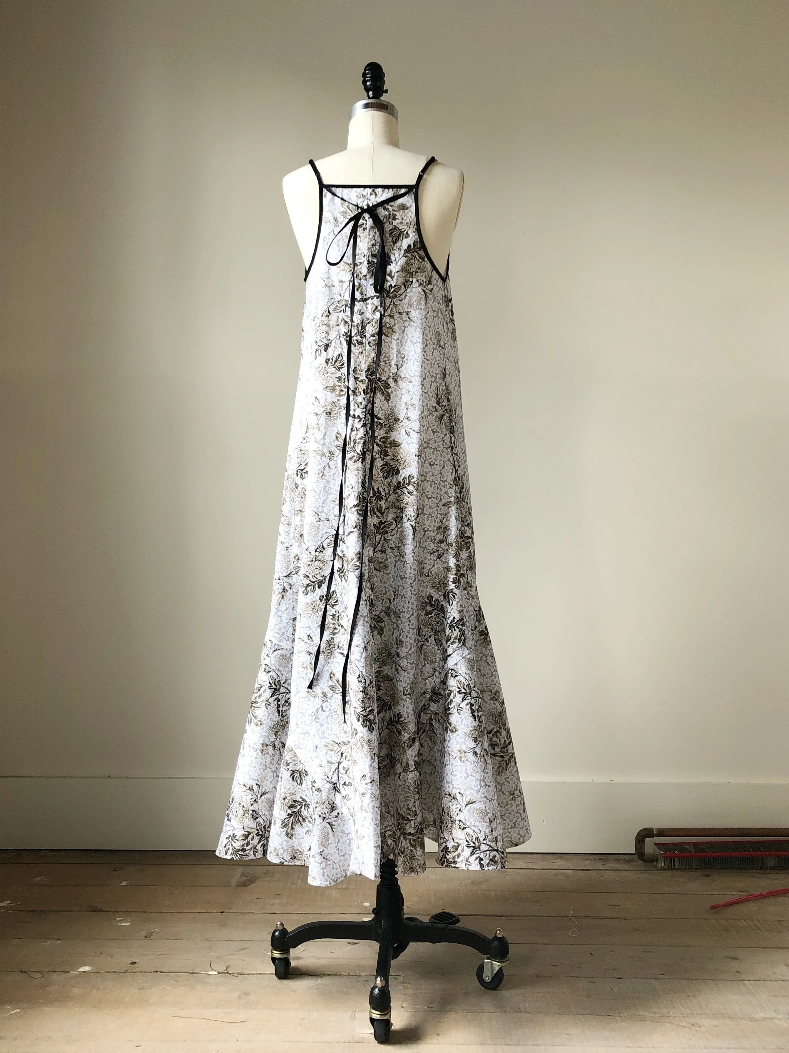 Lillian print slip dress with circle ruffle