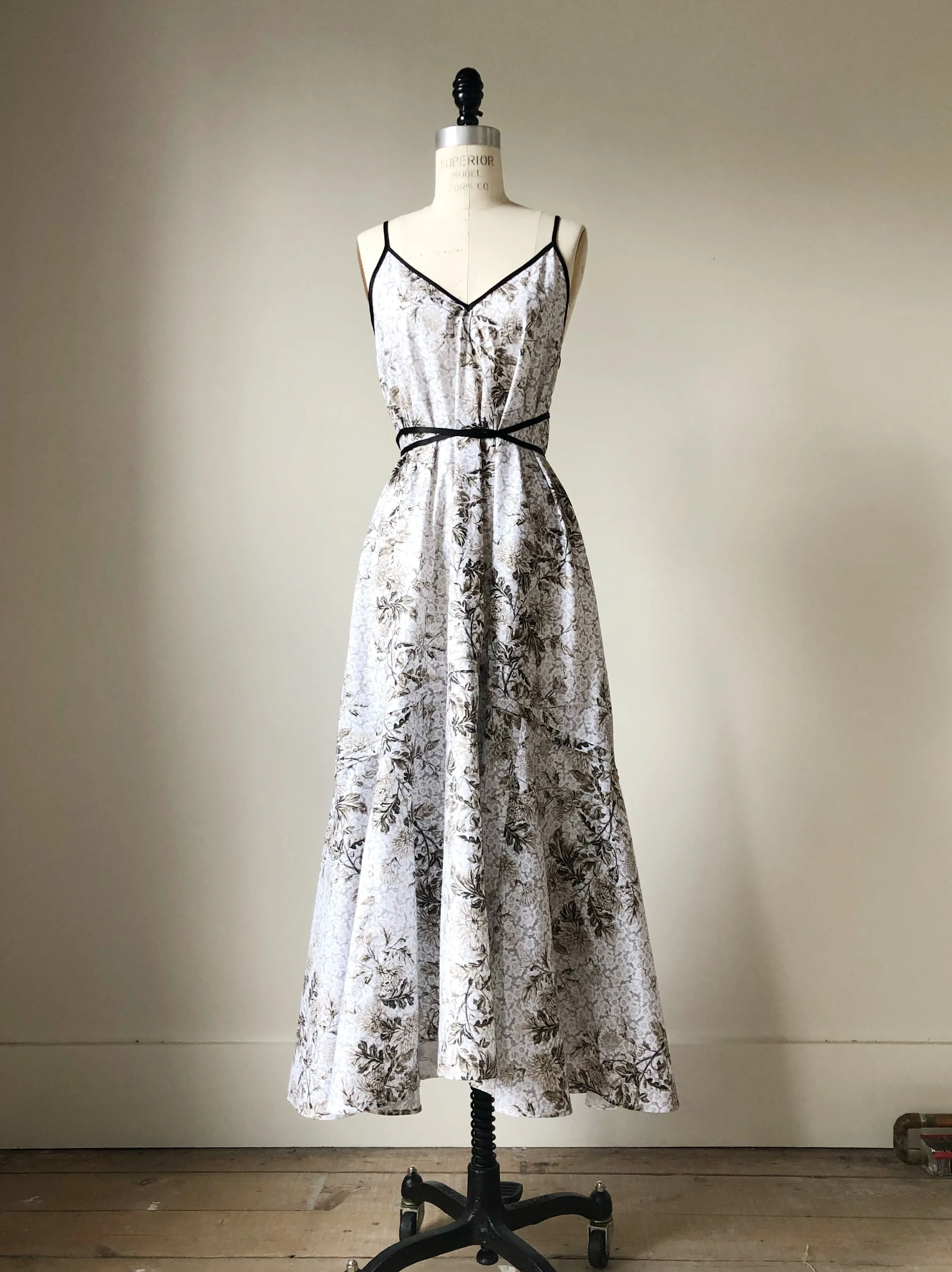 Lillian print slip dress with circle ruffle