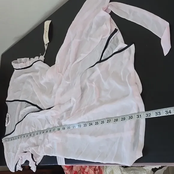 Linea Donatella Vintage Y2K Early 2000s Baby Pink Black Lining Sheer Dainty XL