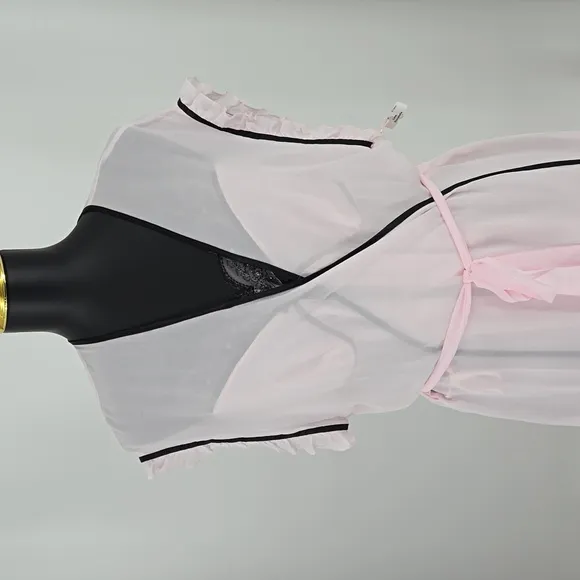 Linea Donatella Vintage Y2K Early 2000s Baby Pink Black Lining Sheer Dainty XL