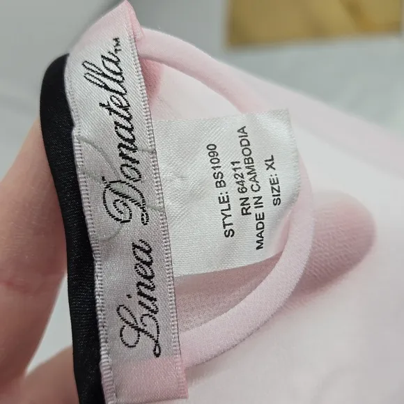 Linea Donatella Vintage Y2K Early 2000s Baby Pink Black Lining Sheer Dainty XL
