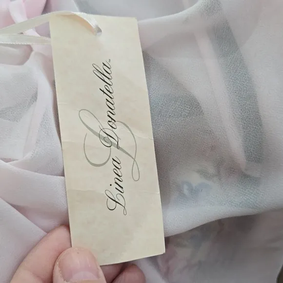 Linea Donatella Vintage Y2K Early 2000s Baby Pink Black Lining Sheer Dainty XL