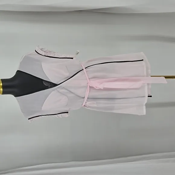 Linea Donatella Vintage Y2K Early 2000s Baby Pink Black Lining Sheer Dainty XL