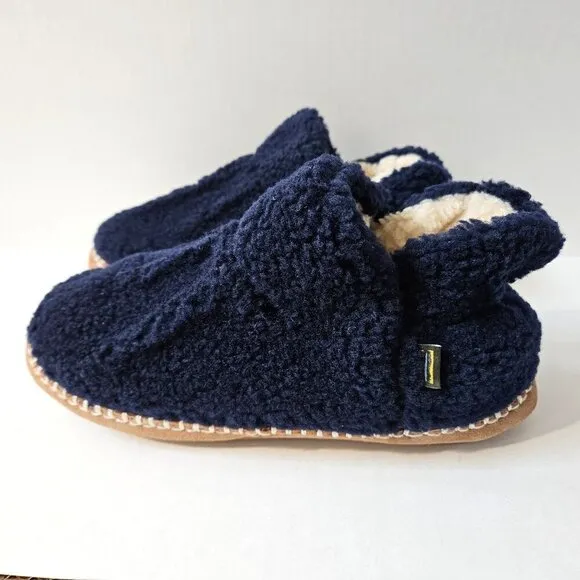 LL Bean Cozy Slipper Bootie Boys 5 6 Bright Navy Sherpa Fleece Wicked Good NEW