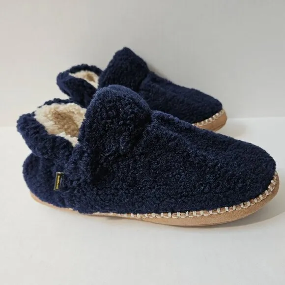 LL Bean Cozy Slipper Bootie Boys 5 6 Bright Navy Sherpa Fleece Wicked Good NEW