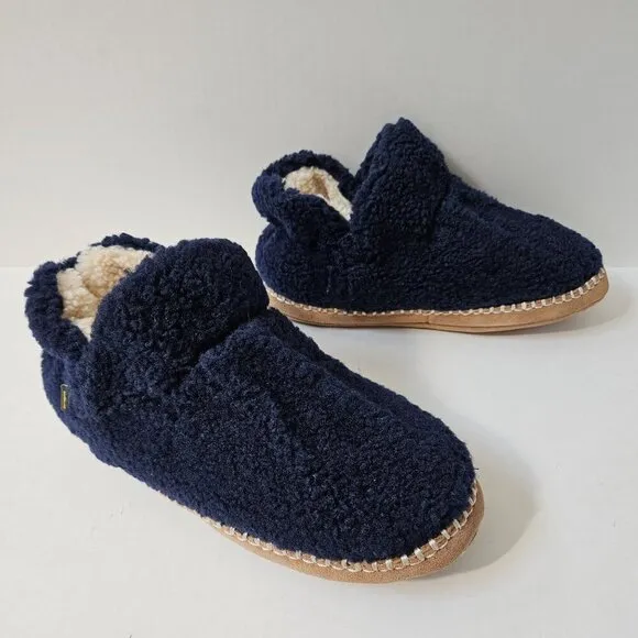 LL Bean Cozy Slipper Bootie Boys 5 6 Bright Navy Sherpa Fleece Wicked Good NEW