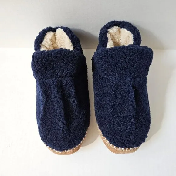 LL Bean Cozy Slipper Bootie Boys 5 6 Bright Navy Sherpa Fleece Wicked Good NEW