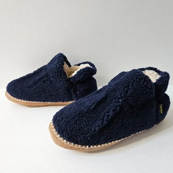 LL Bean Cozy Slipper Bootie Boys 5 6 Bright Navy Sherpa Fleece Wicked Good NEW