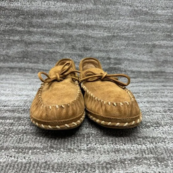 LL Bean Mens Slippers 9 Medium Brown Leather Wicked Good Original Moc
