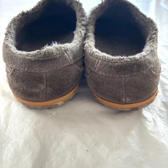 L.L. Bean Mountain Gray leather Moccasin scuff Slippers SZ 11 M   WORN 1X