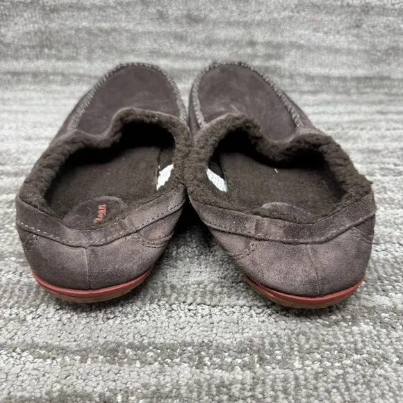 LL Bean Mountain Men's Brown Suede Fleece Lined Slipper Scuffs Size 11M