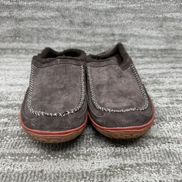 LL Bean Mountain Men's Brown Suede Fleece Lined Slipper Scuffs Size 11M