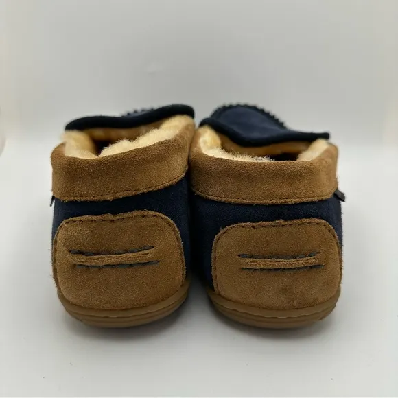 L.L. Bean Wicked Good Venetian LambFur Slippers Mens Sz 9M Blue Slip On Leather