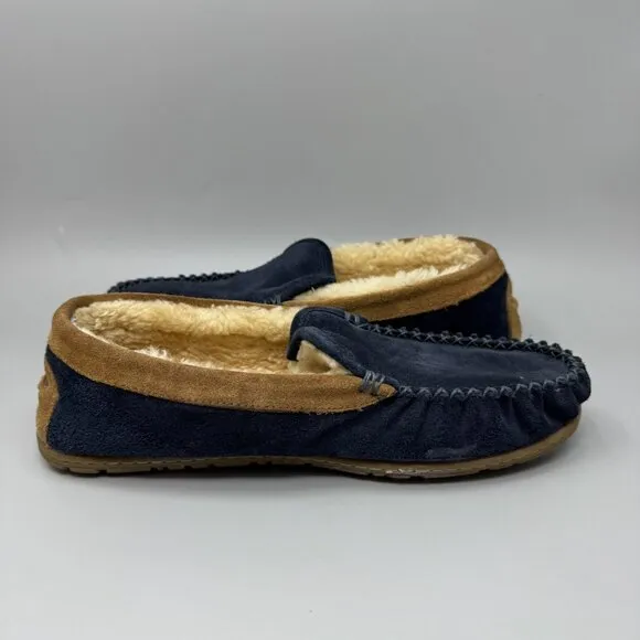 L.L.Bean Men’s Slippers Wicked Good Venetian Slipper Navy Blue Suede  Size 11