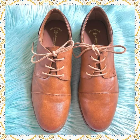 LONDON FOG Brown Bradford Memory Foam Derby Shoes Mens 10