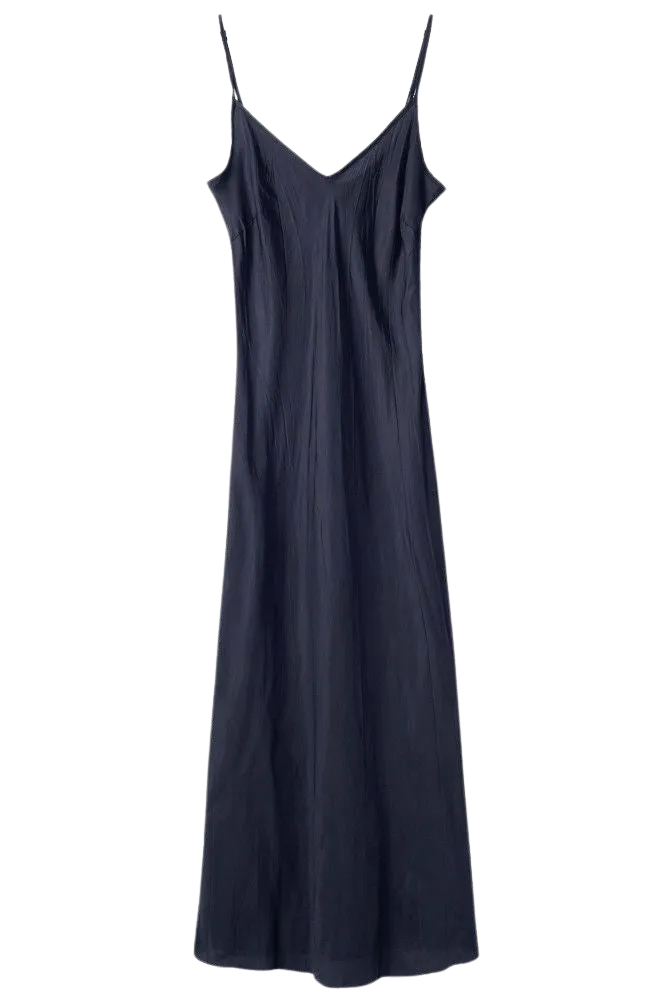 Long Bias Slip Dress in Navy