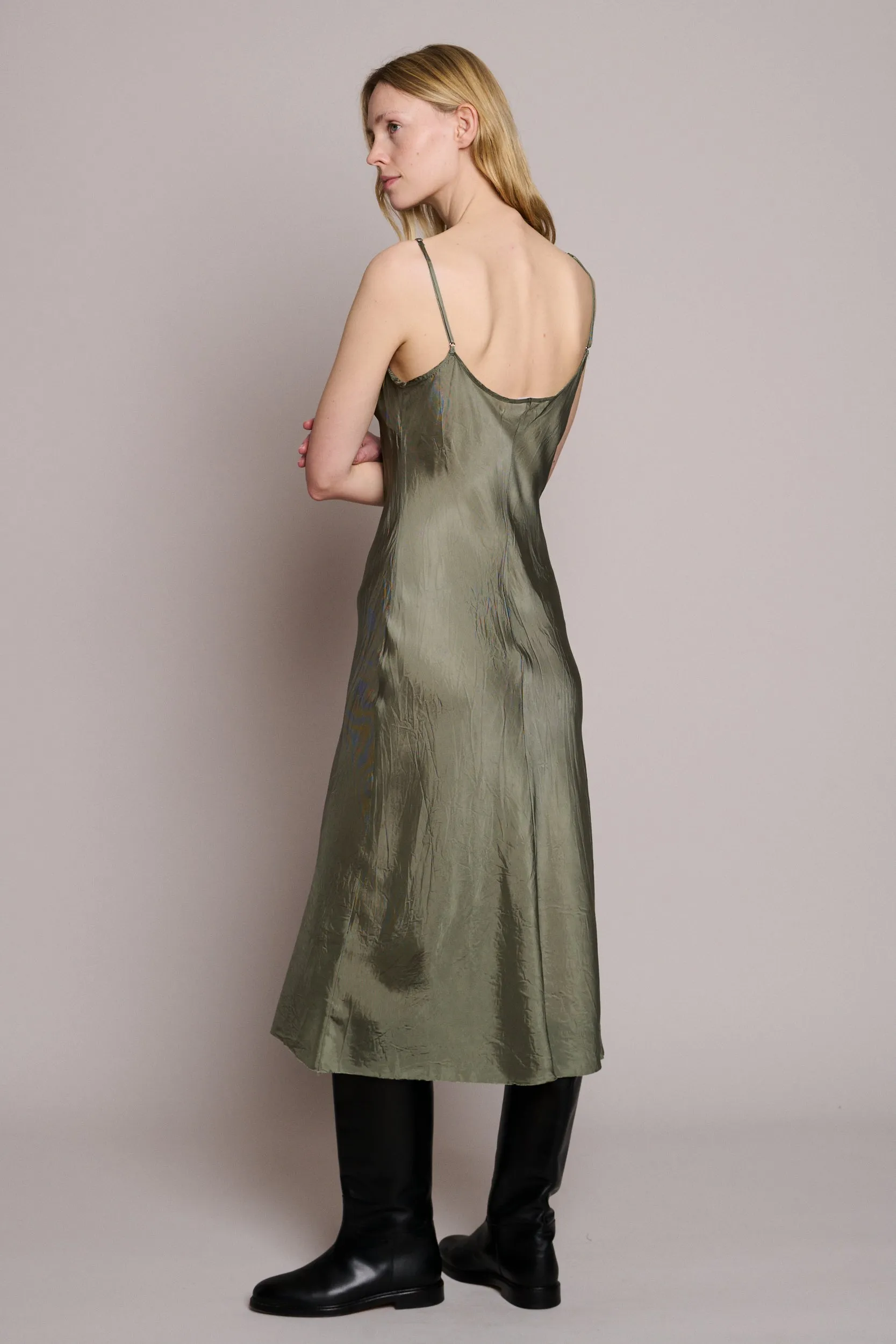 Long Bias Slip Dress in Sage