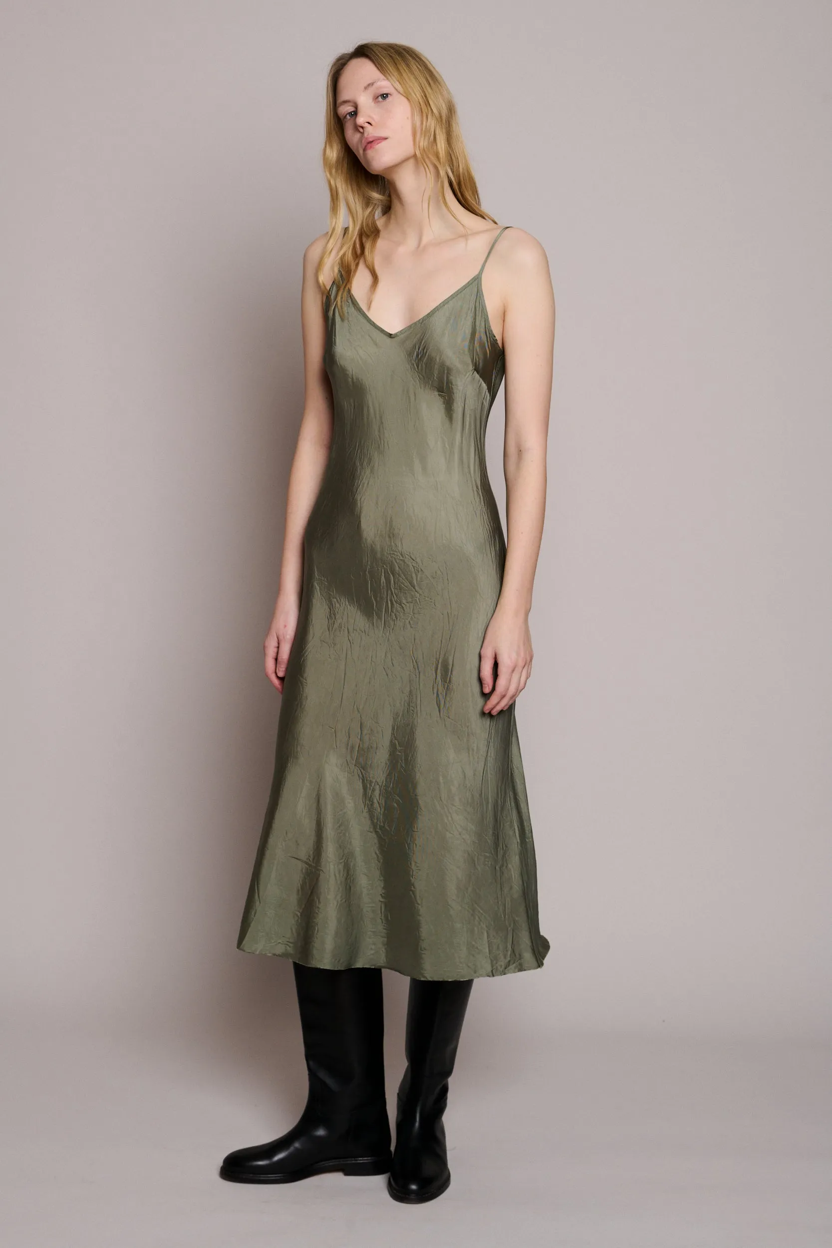Long Bias Slip Dress in Sage