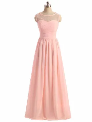 Long Bridesmaid Dress, Sleeveless Bridesmaid Dress, A-Line Bridesmaid Dress, Chiffon Dress for Wedding, Tulle Bridesmaid Dress, Simple Design Bridesmaid Dress, LB0362