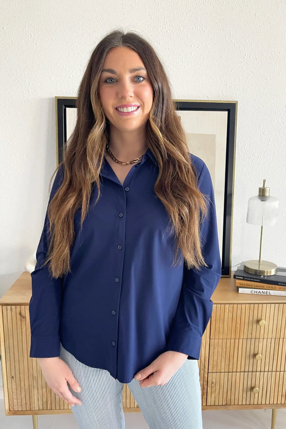 Long Sleeve Button Down Front Knit Shirt