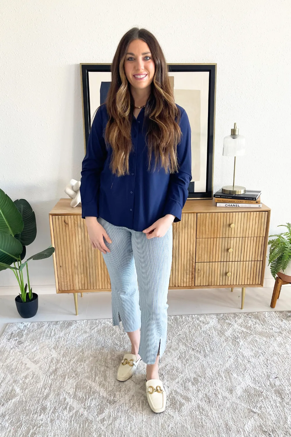 Long Sleeve Button Down Front Knit Shirt