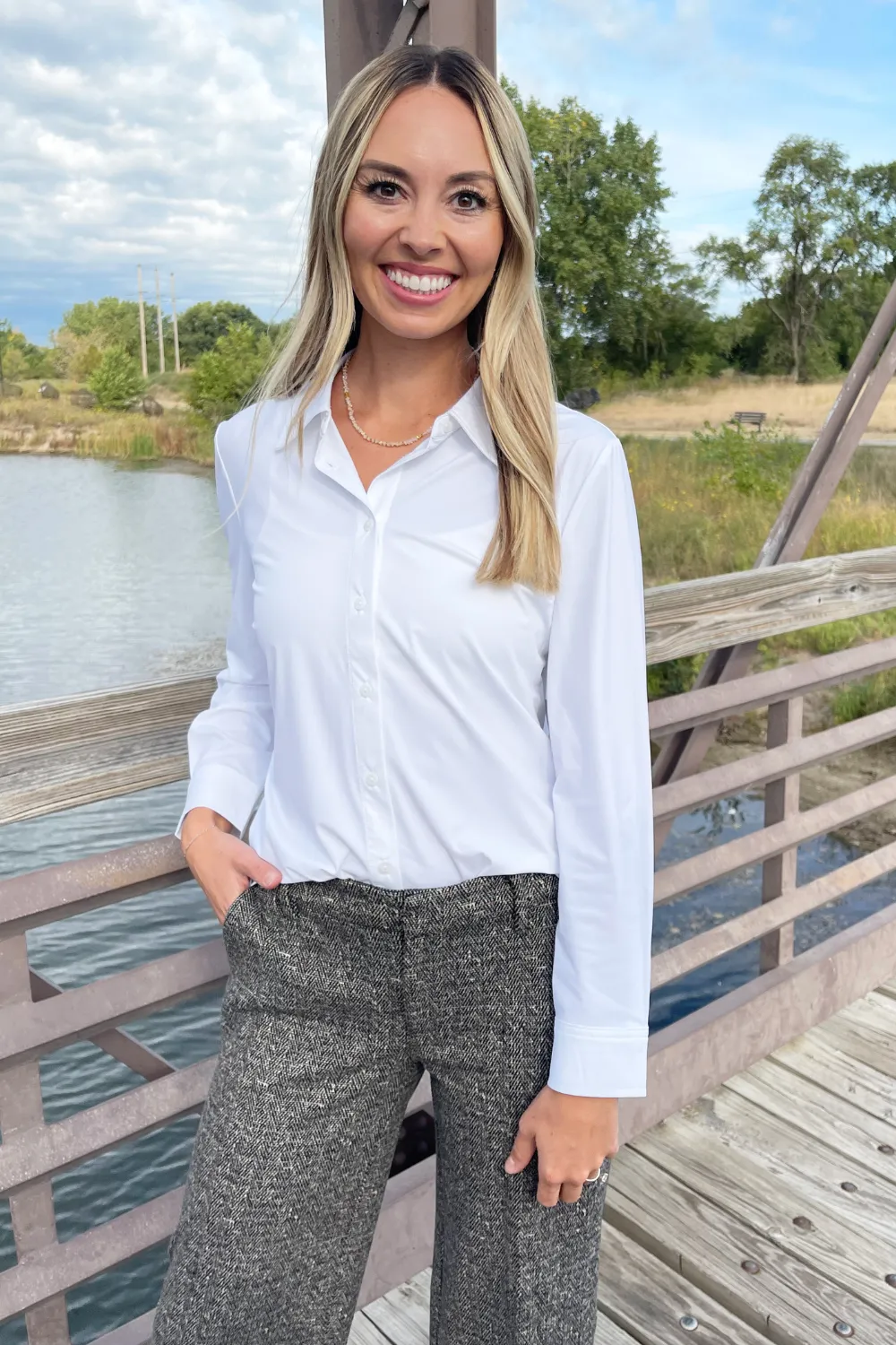 Long Sleeve Button Down Front Knit Shirt