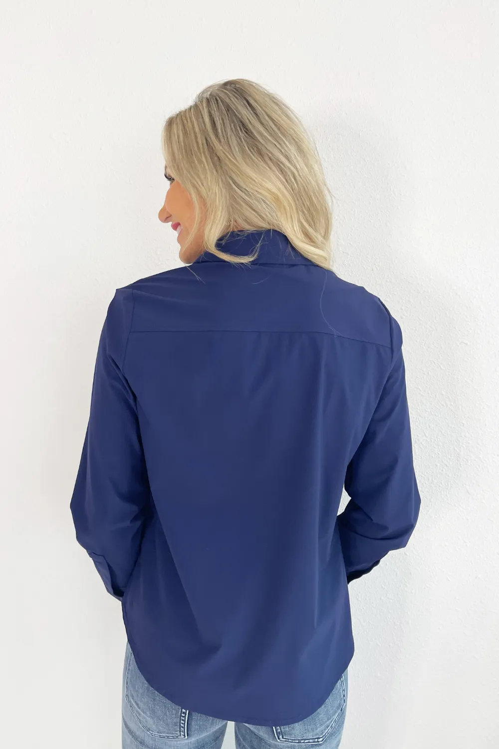 Long Sleeve Button Down Front Knit Shirt