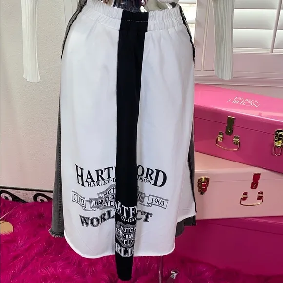 Loose Fit Long Biker Two-Tone Skirt