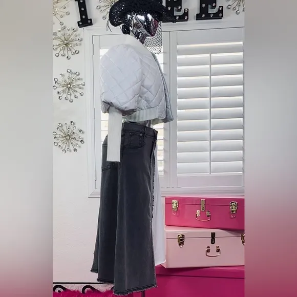 Loose Fit Long Biker Two-Tone Skirt
