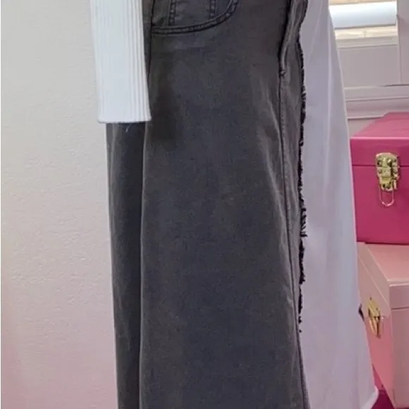 Loose Fit Long Biker Two-Tone Skirt
