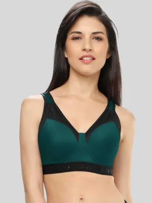 Lovable Sea Green Solid  Padded Non Wired Full Coverage Sports Bra - ENERGY BRA-XC-SG