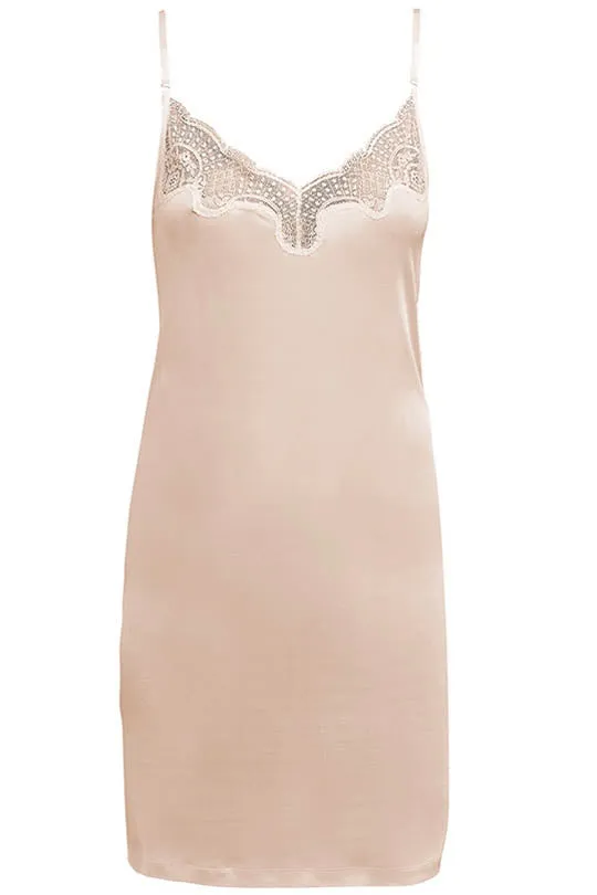 Love & Lustre Silk Jersey Lace Slip - Petal