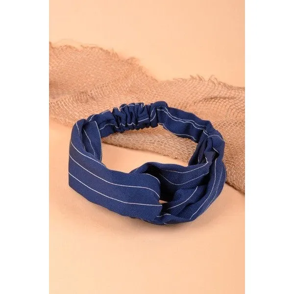 Love Knot Stripped Head Band in Navy