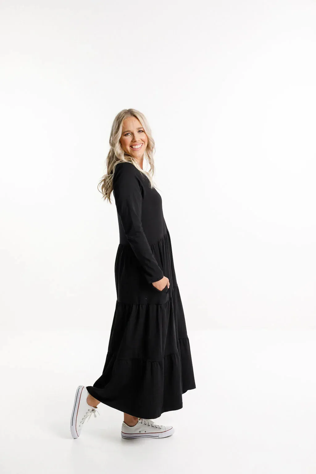 L/S Kendall Dress | Black | Homelee